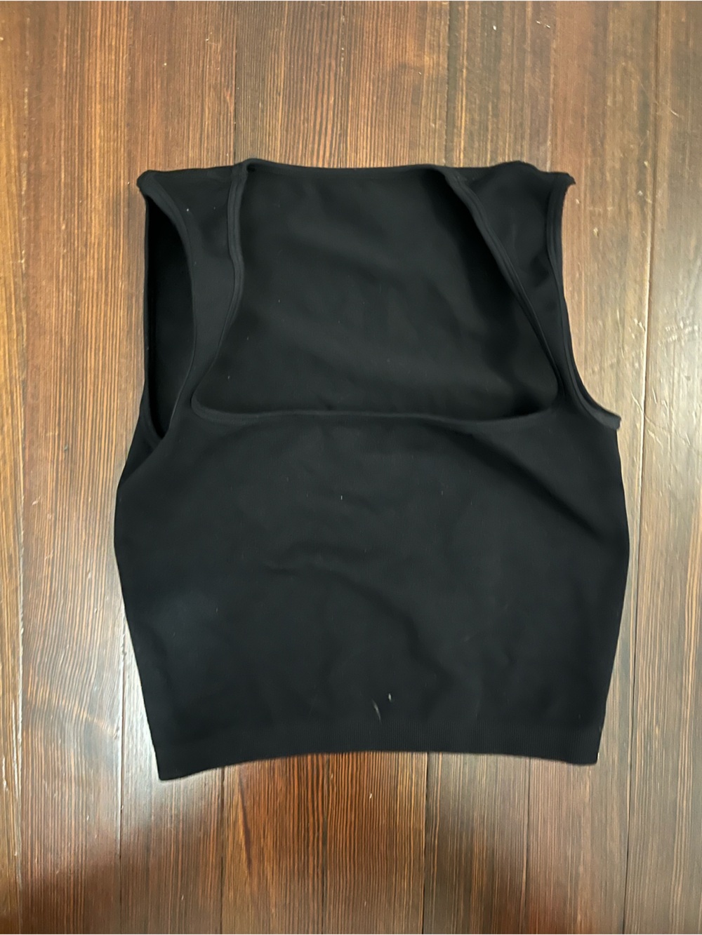 Black square neck top